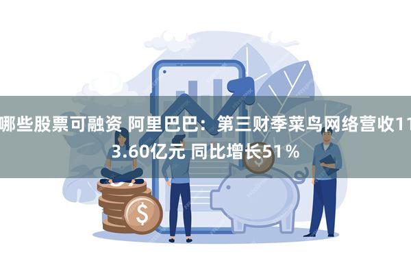 哪些股票可融资 阿里巴巴：第三财季菜鸟网络营收113.60亿元 同比增长51％